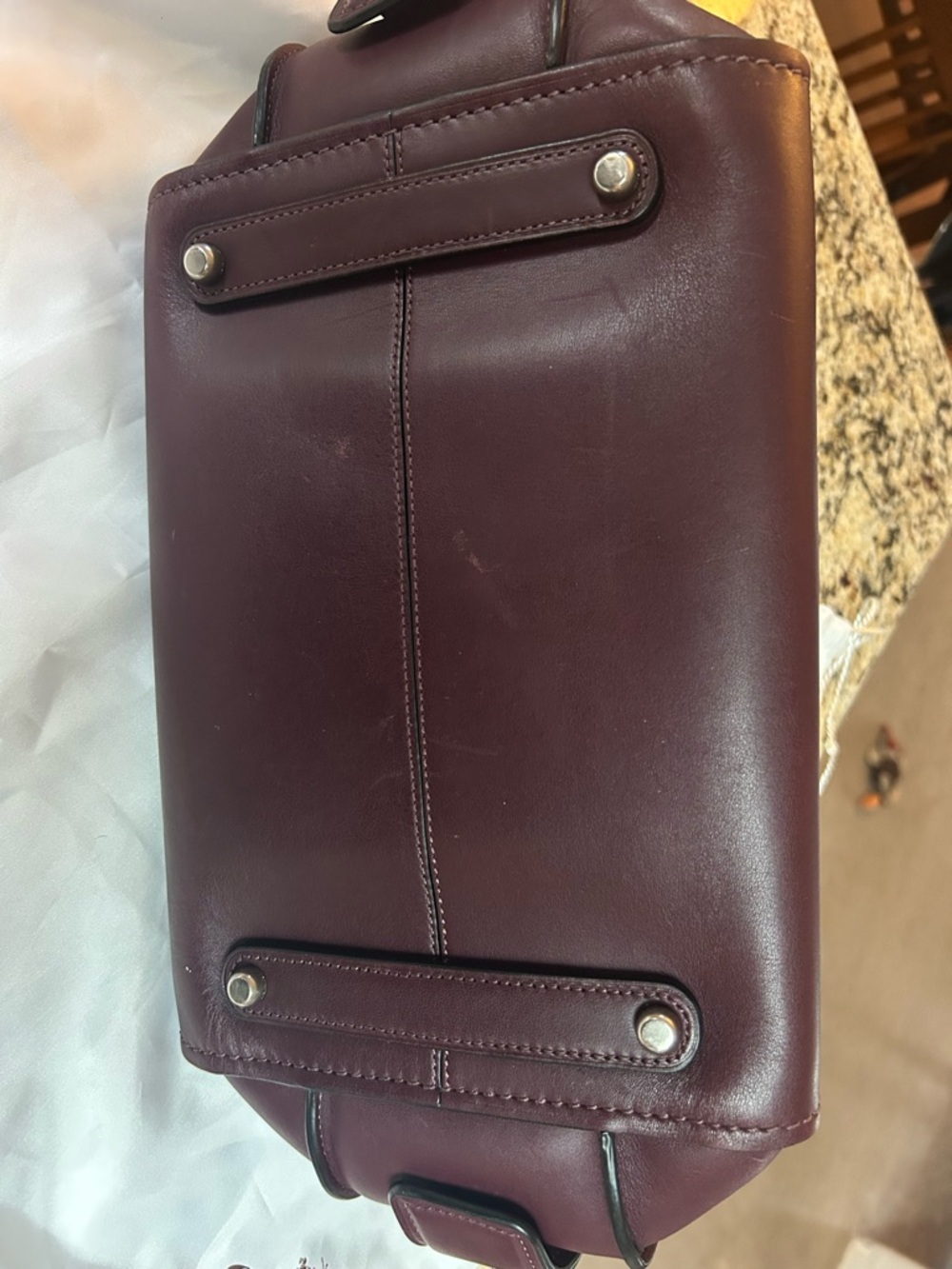 Coach Burgundy Leather Satchel with Double Zip - Picture 7 of 9